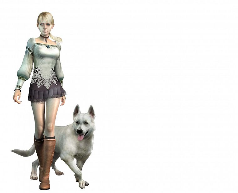 blondes, women, 3D view, video games, dogs, terror, Haunting Grounds - desktop wallpaper