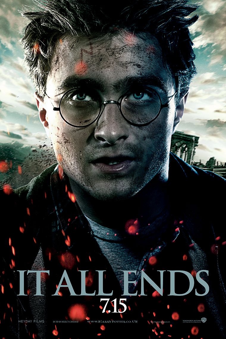 Harry Potter, Harry Potter and the Deathly Hallows, Daniel Radcliffe, movie posters, men with glasses - desktop wallpaper