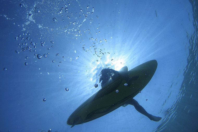 water, bubbles, swimming, sunlight, surfboards, underwater - desktop wallpaper