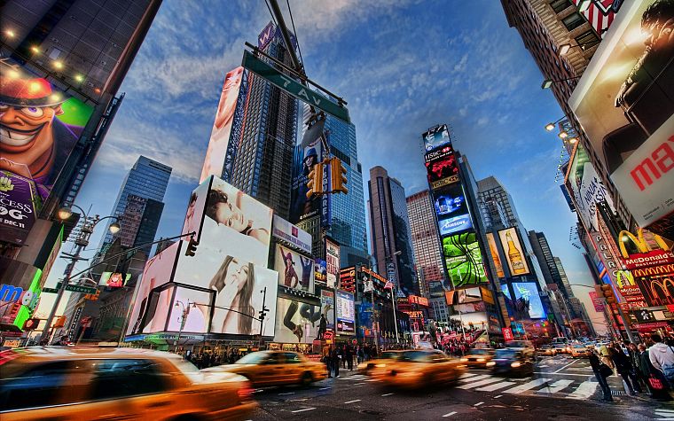 cityscapes, New York City, Times Square, motion blur, billboard - desktop wallpaper