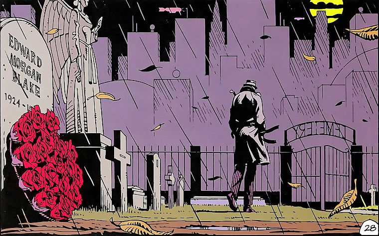 Watchmen, Rorschach, The Comedian, cemetery, roses - desktop wallpaper