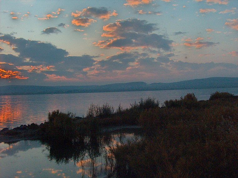 sunset, clouds, Hungary, Lake Balaton - desktop wallpaper