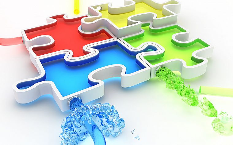 water, CGI, puzzles, chromatic, jigsaw, K3 Studio - desktop wallpaper