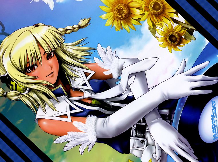 women, video games, anime, braids, sunflowers, Beatmania II DX - desktop wallpaper