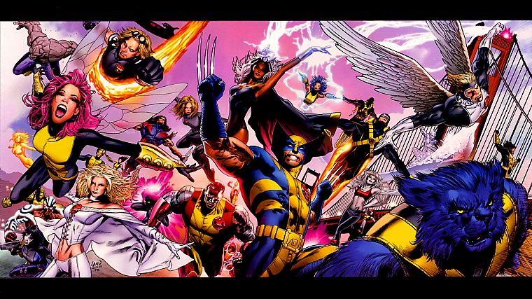 comics, X-Men, Wolverine, Marvel Comics, Archangel, Cyclops, Storm (comics character), Hank McCoy (Beast) - desktop wallpaper