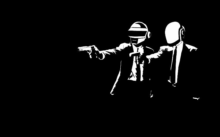 Daft Punk, Pulp Fiction, black background - desktop wallpaper