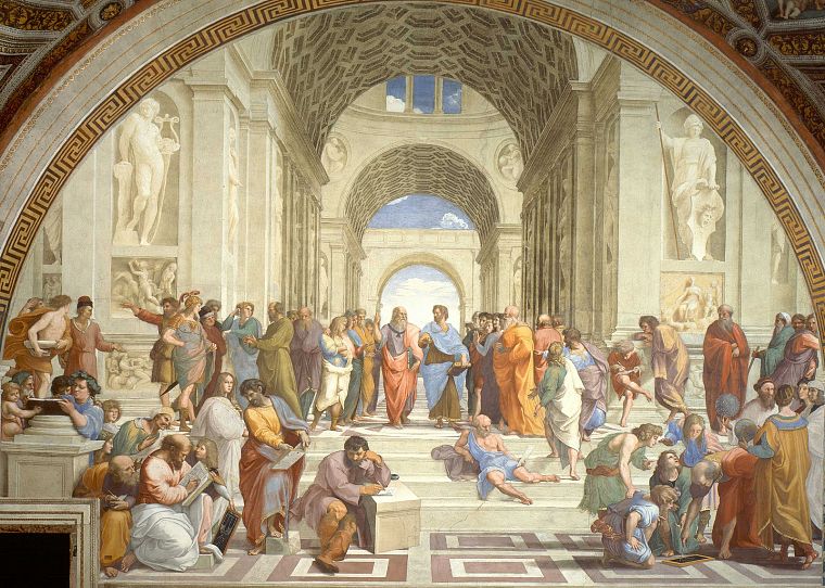 paintings, artwork, The School of Athens, classic art, Raphael (painter), philosophers - desktop wallpaper
