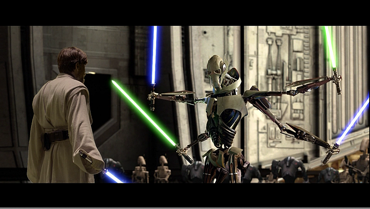 Star Wars, lightsabers, General Grievous, Obi-Wan Kenobi - desktop wallpaper