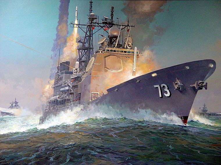 military, ships, navy, vehicles, missle cruiser, Ticonderoga - desktop wallpaper