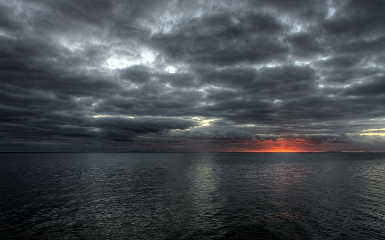 water, sunset, clouds, nature, sea - desktop wallpaper