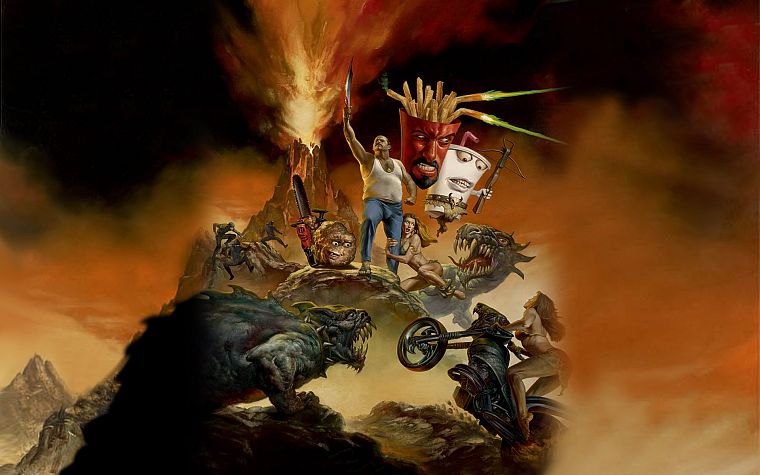 chainsaw, Aqua Teen Hunger Force, Frylock, Meatwad, shake, Carl Brutananadilewski, Master Shake - desktop wallpaper