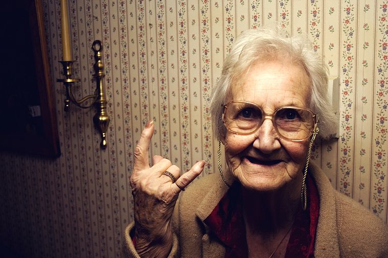 Rock music, old woman - desktop wallpaper