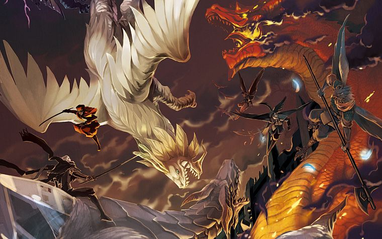 wings, dragons, weapons, battles, artwork - desktop wallpaper