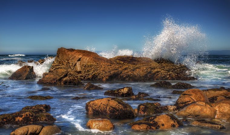 water, rocks, sea - desktop wallpaper