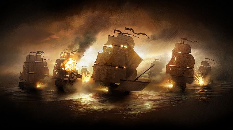 ships, battles, Total War, vehicles, Empire: Total War, sea - desktop wallpaper