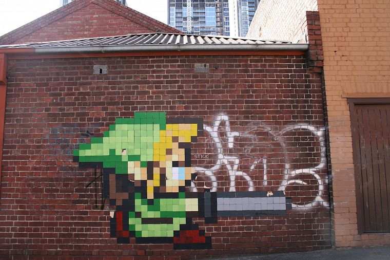 Link, graffiti, The Legend of Zelda, street art, brick wall - desktop wallpaper