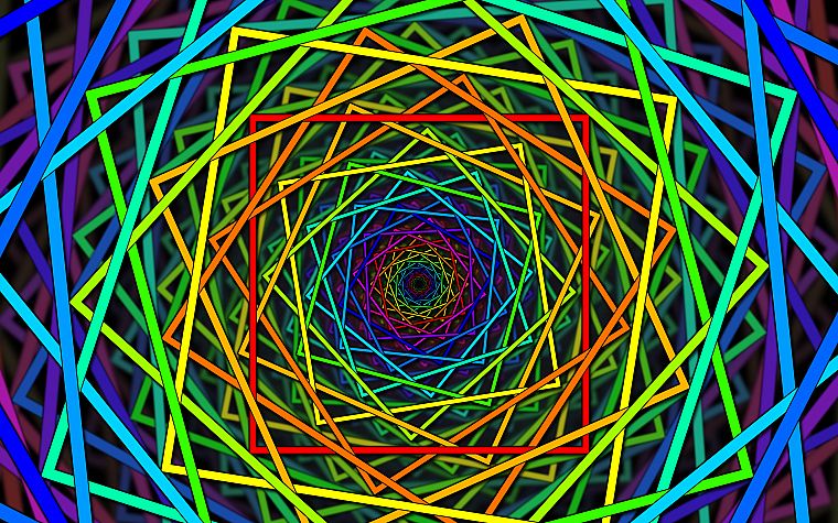 abstract, multicolor, shapes, rainbows, spirals - desktop wallpaper