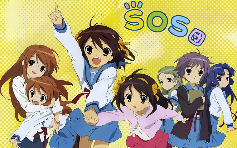 The Melancholy of Haruhi Suzumiya, SOS Brigade, anime girls - desktop wallpaper