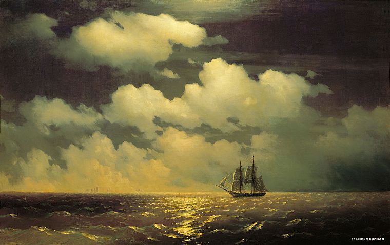 paintings, ships, artwork, vehicles, skyscapes, Ivan Aivazovsky - desktop wallpaper