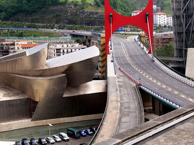 bridges, highways, Spain, Bilbao - desktop wallpaper