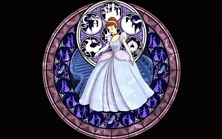 Kingdom Hearts, Disney Company, Cinderella, stained glass - desktop wallpaper