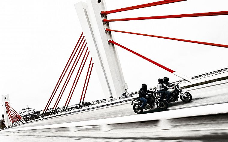 red, white, artistic, multicolor, bridges, Ducati, motorbikes - desktop wallpaper