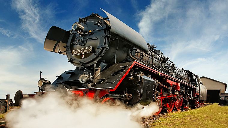 Germany, trains, Steam train, low-angle shot - desktop wallpaper
