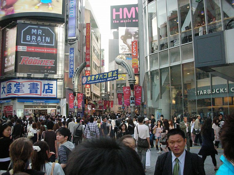 Japan, Tokyo, streets, Asians, advertisement, Shibuya - desktop wallpaper