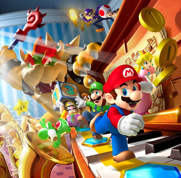 piano, Mario, Mario Bros, Luigi, Bowser, Yoshi, Wario - desktop wallpaper