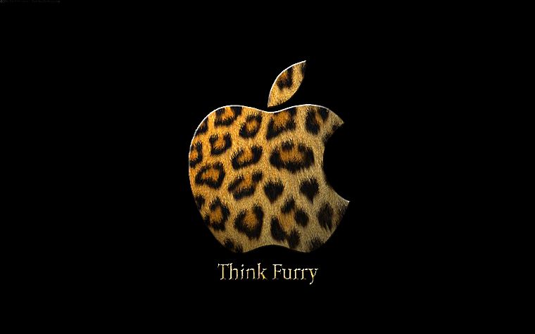 Apple Inc., fur, technology, logos, leopard print - desktop wallpaper