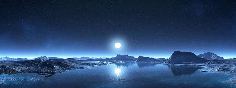 stars, Moon, digital art - desktop wallpaper