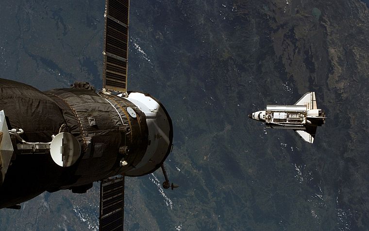 outer space, Space Shuttle, Soyuz - desktop wallpaper