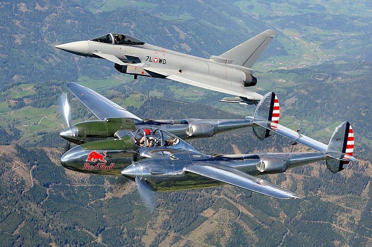 aircraft, military, Eurofighter Typhoon, planes, P-38, lightning - desktop wallpaper