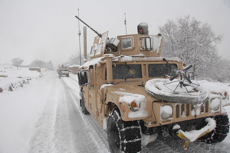 winter, snow, Afghanistan, US Army, Humvee - desktop wallpaper