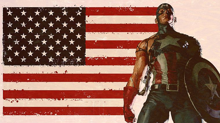 Captain America, American Flag - desktop wallpaper