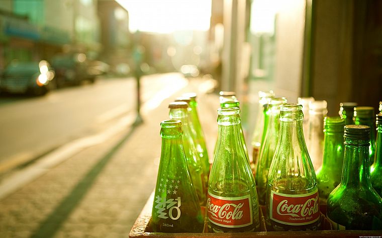 green, bottles, Coca-Cola - desktop wallpaper