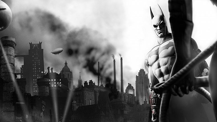 Batman, video games, monochrome, Arkham City, Batman Arkham City - desktop wallpaper