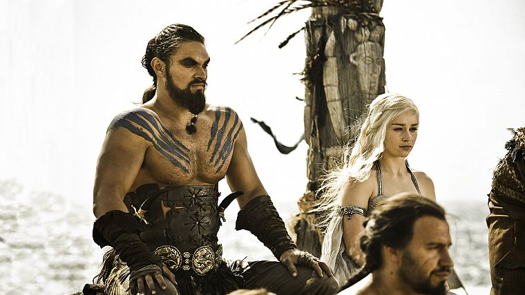 Game of Thrones, TV series, Emilia Clarke, Jason Momoa, Dothraki - desktop wallpaper