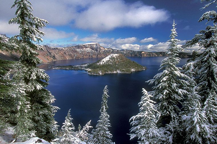 landscapes, nature, winter, crater lake - desktop wallpaper