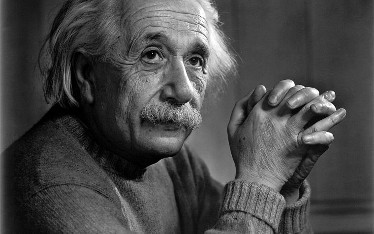 Albert Einstein, monochrome, greyscale - desktop wallpaper