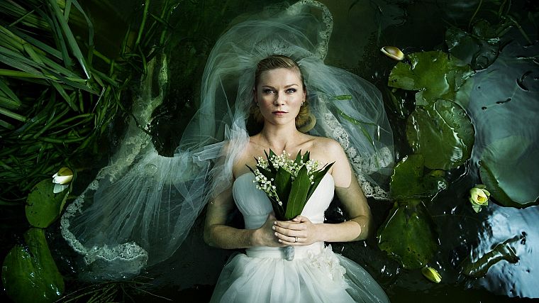 women, water, nature, plants, Kirsten Dunst, Melancholia (movie), water lilies - desktop wallpaper