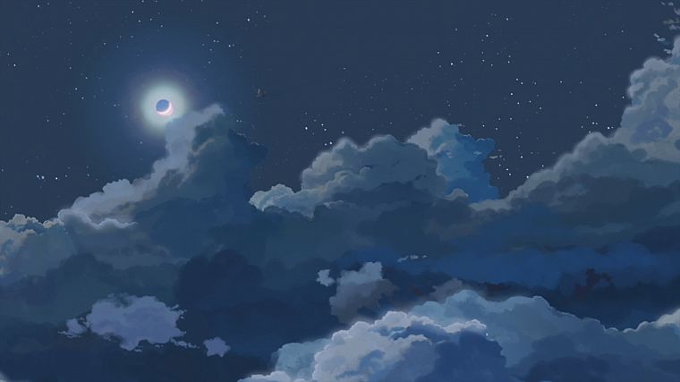 clouds, night, stars, Moon, skyscapes - desktop wallpaper
