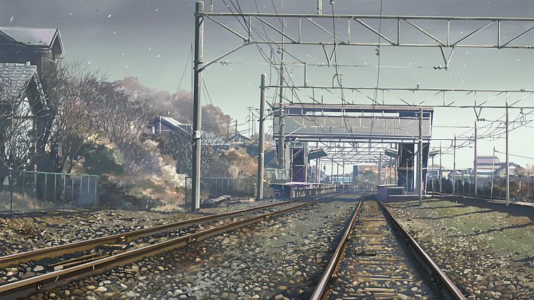 Makoto Shinkai, railroad tracks, 5 Centimeters Per Second - desktop wallpaper