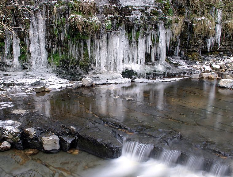 ice, nature, waterfalls - desktop wallpaper