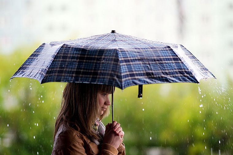 women, rain, teen, umbrellas - desktop wallpaper