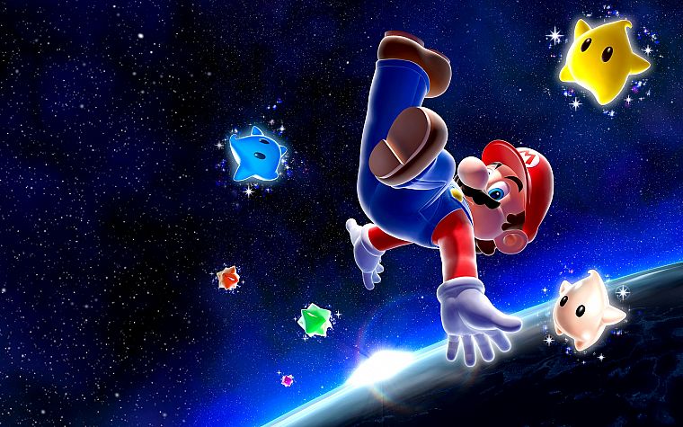 galaxies, Mario, Super Mario - desktop wallpaper