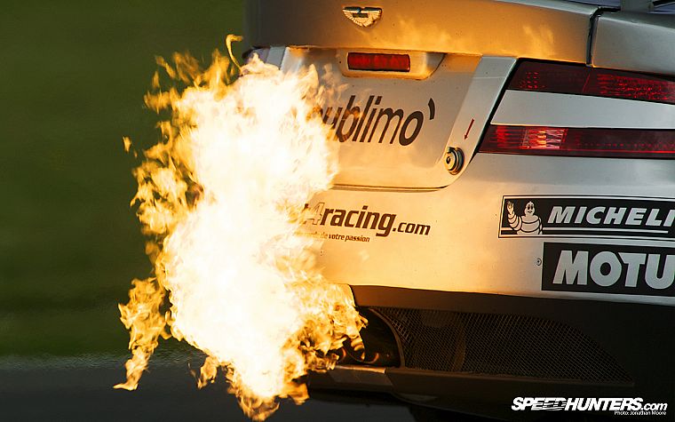 flames, cars, fire, Aston Martin, back view, vehicles, exhaust - desktop wallpaper
