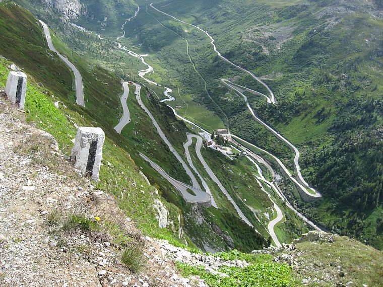 mountains, valleys, roads, Switzerland, Grimsel Pass - desktop wallpaper