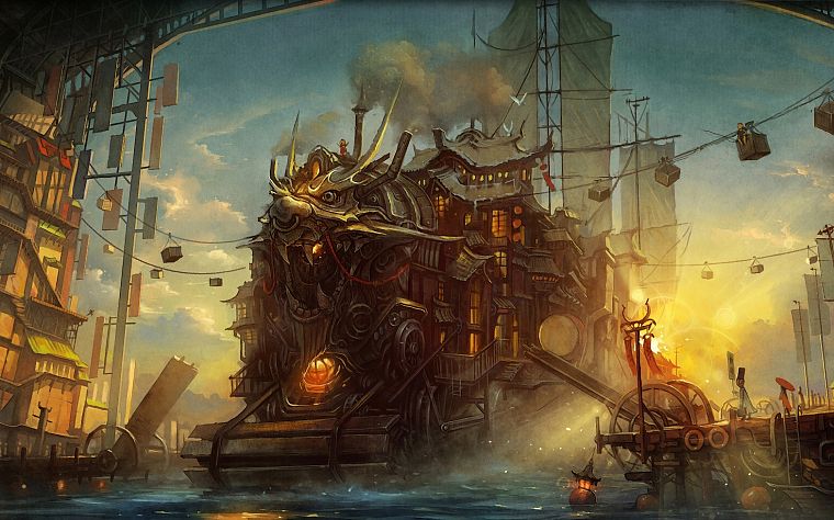 steampunk, fantasy art, Asians, artwork - desktop wallpaper