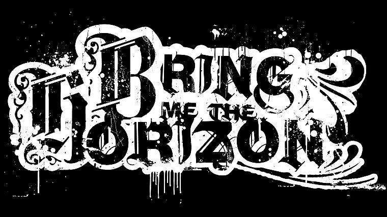 black and white, Bring Me The Horizon, logos, black background - desktop wallpaper